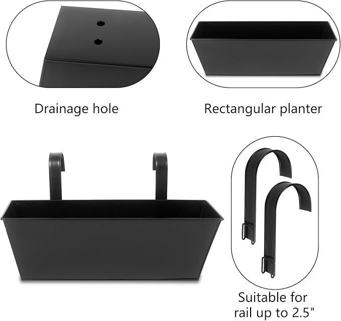 Railing Planters Outdoor Balcony 16 Inch Deck Over The Railing Planter Boxes - Image 5