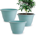 3 Pack 11 Inch Plant Pots with Drainage Hole and Plug, Durable Plastic Flower by RooTrimmer