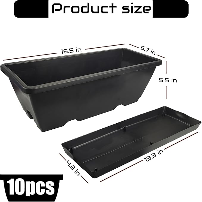 QPEY Window Box Planter, 10 Pack 17 Inch Plastic Flower Box - Image 2