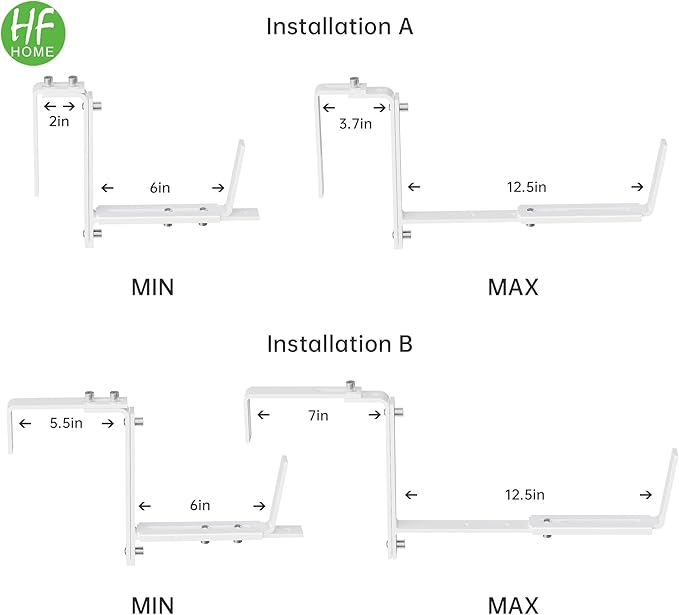 HFHOME Set of 6 Adjustable Window Planter Box Brackets, Planter Shelving - Image 2