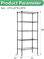 BestOffice | 5-Tier Wire Storage Shelves | 22x12x48 | Black | - Image 3
