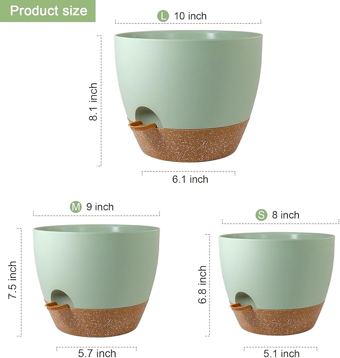 10/9/8 inch Self Watering Pots, Plant Pots - Image 2