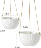 UBEE Ceramic Hanging Planters Indoor Outdoor, 7.5 Inch + 6.5 Inch Hanging - Image 3
