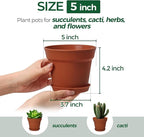 T4U 5 Inch Plant Pot 8-Pack, Plastic Pots - Image 2