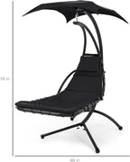 Best Choice Products Outdoor Hanging Curved Steel Chaise Lounge Chair Swing - Image 2