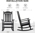 Devoko HDPE Rocking Chair Plastic Outdoor Indoor Patio Rocker Chair High Back - Image 3