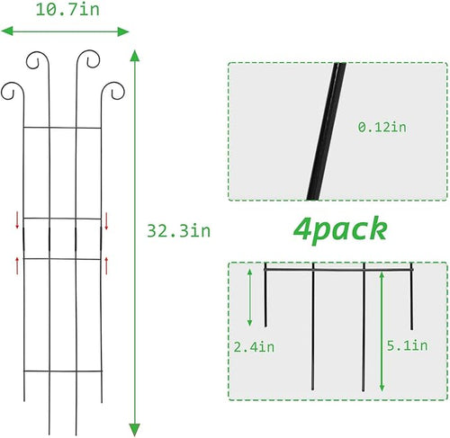 4 Pack 32 Inch Plant Trellis Outdoor Metal Trellis - Image 2