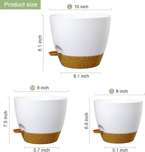 10/9/8 inch Medium Self Watering Pots, Plant Pots - Image 2
