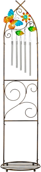 Plant Stands with Garden Trellis, 48” Metal Standing Wind Chimes Plant Pot - Image 2