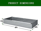 8×2×1FT Galvanized Raised Garden Bed Kit, Metal Planter Boxes，Large Outdoor - Image 2
