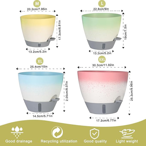 4-Piece Planter Set, 12/10/9/8-inch Self-Watering Pots - Image 2
