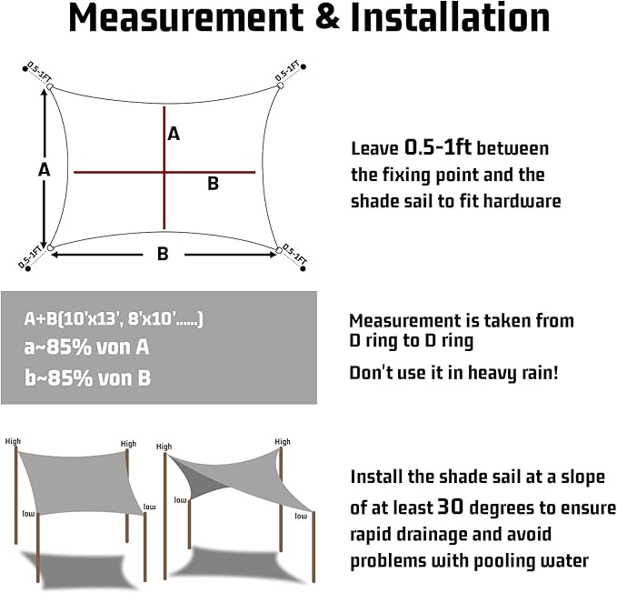 LOVE STORY Rectangle 7'x7' Waterproof Sun Shade Sail Canopy UV Block - Image 2