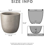Kante 16.5" Dia Round Concrete Planter, Large Outdoor Modern Indoor Decorative - Image 2