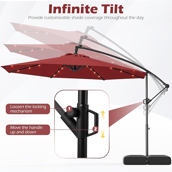 Tangkula 10ft Solar LED Patio Umbrella - Image 5