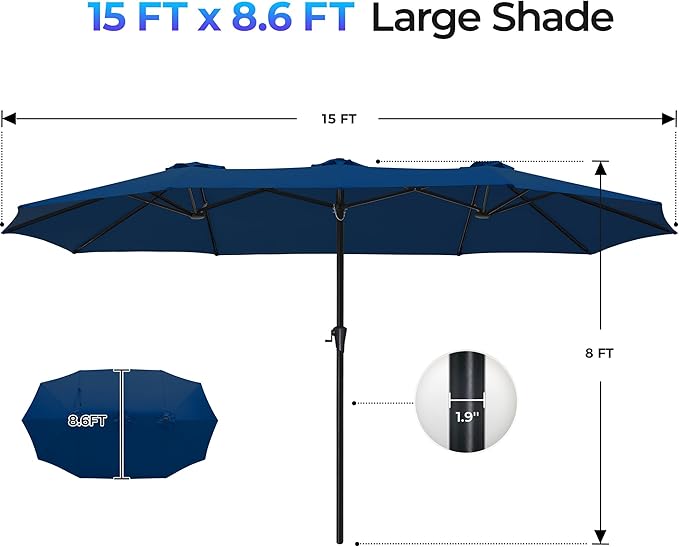 SUPERJARE 15FT Outdoor Umbrella - Image 7