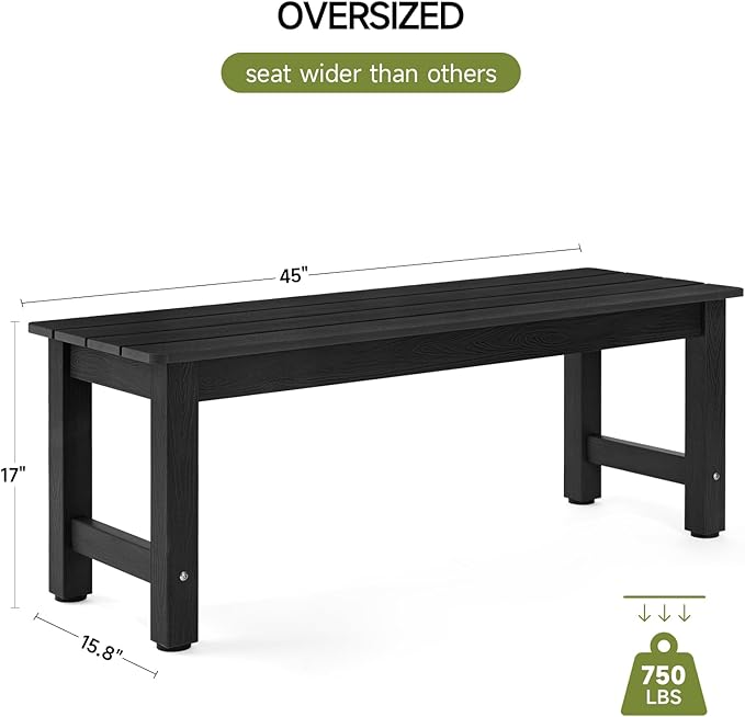 ONBRILL Outdoor Benches Weatherproof, 2-Person Poly Lumber Garden Bench - Image 3