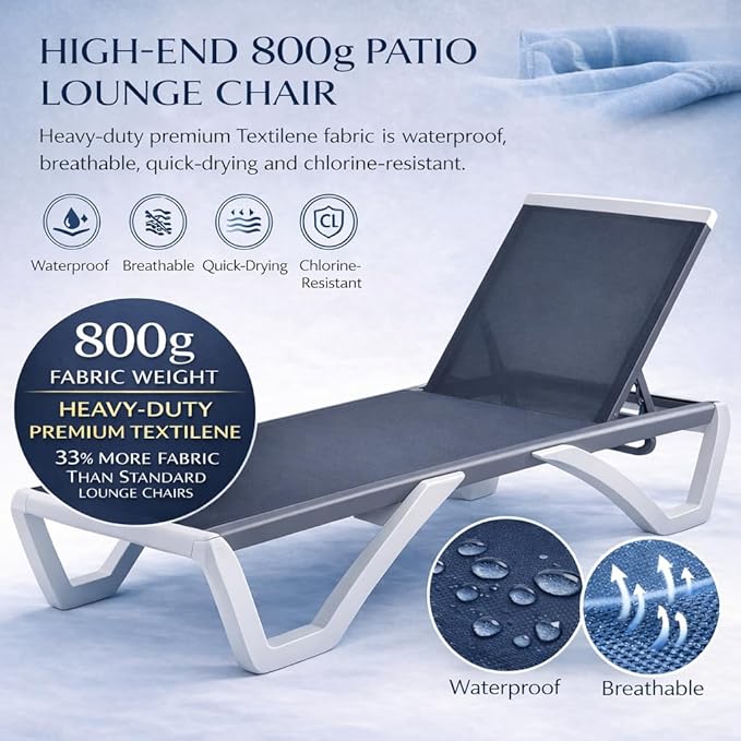 Kozyard Outdoor Chaise Lounge Chair, Full Flat Adjustable Patio Lounger - Image 3