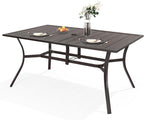 Outdoor Metal Steel Rectangle Patio Dining Table, 6 Person Patio Table by ADREAK