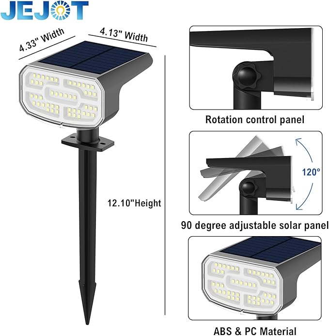 Solar Spot Lights Outdoor Waterproof IP65, 4 Pack, Cool Light, 2 Lighting Modes - Image 9