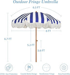 AMMSUN Boho Fringe Umbrella Outdoor Patio, 6.5ft UPF50+ Picnic Umbrella - Image 7