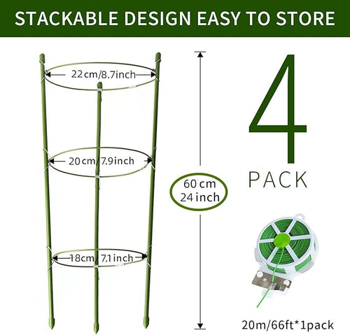 4 Pack Tomato Cage for Garden Plant Support, 24 inches Small Tomato Cages - Image 2