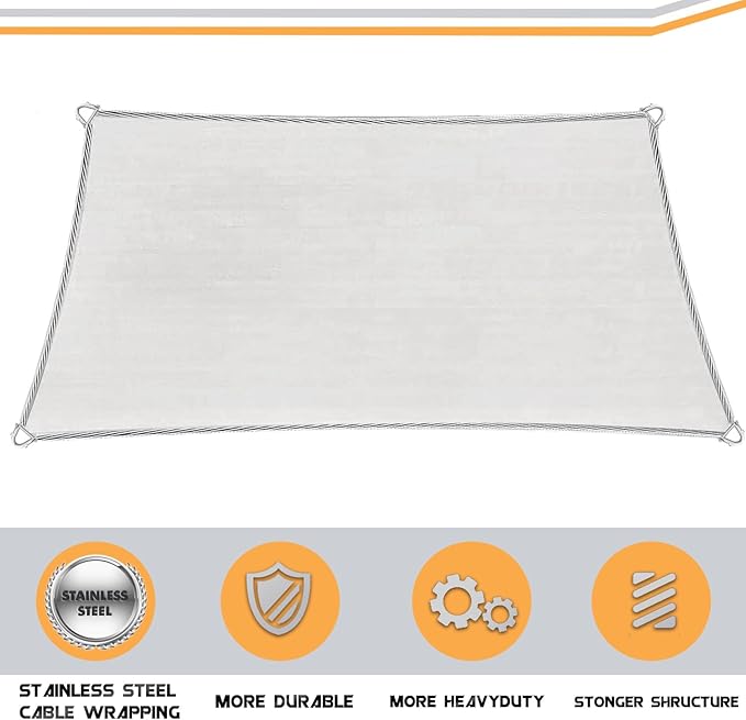 Upgraded with High-Strength Steel Cable Edges 20' x 26' Sun Shade Sail Dark - Image 4