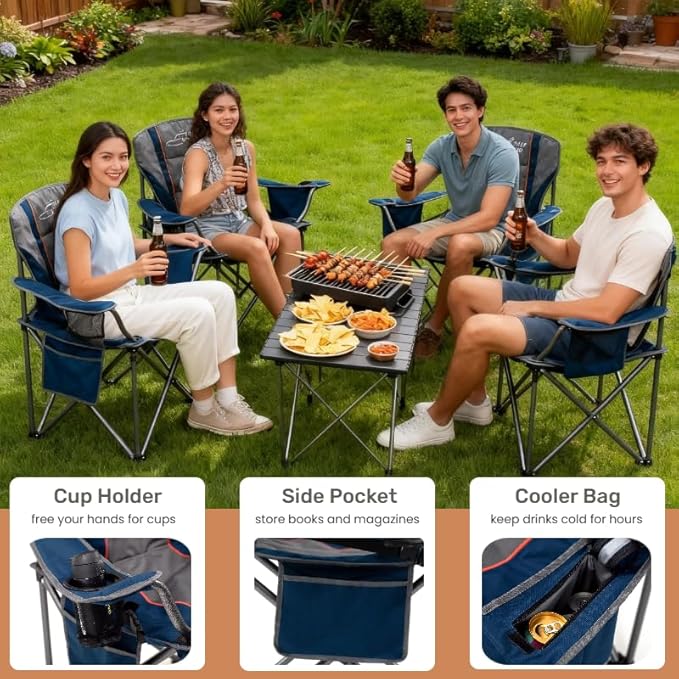 FAIR WIND 2 Pack Heavy Duty Camping Chair, Oversized Padded Folding Chair - Image 8