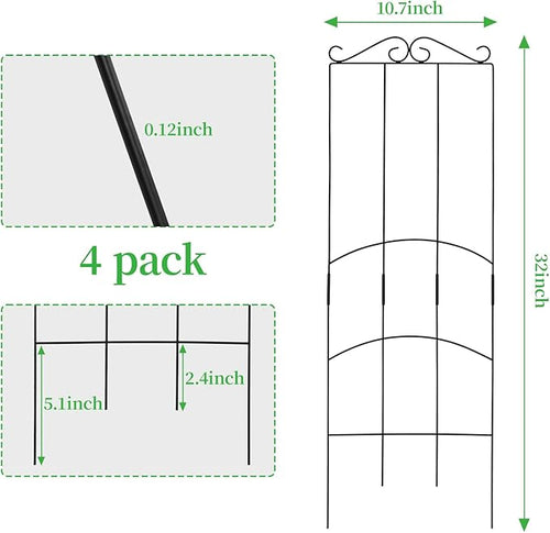 32 Inch Metal Plant Trellis for Climbing Plants Outdoor，4 Pack Garden Trellis - Image 2