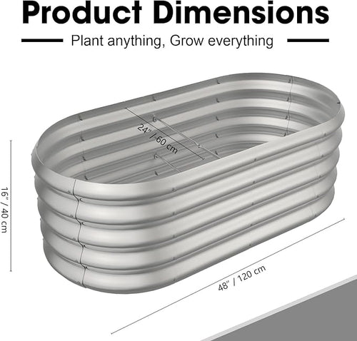4x2ft Oval Galvanized Raised Garden Bed Kits 16" Tall Outdoor Large Metal - Image 2