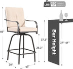 Patio Swivel Bar Stools Set of 6, Outdoor Bar Height Swivel Chairs - Image 3