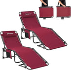 KingCamp 2 Pack Lounge Chair Outdoor, Folding Portable Tanning Chairs Comfy by KingCamp