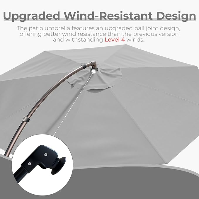 Grand patio 12FT Outdoor Offset Umbrella Large Round Aluminum Cantilever - Image 4
