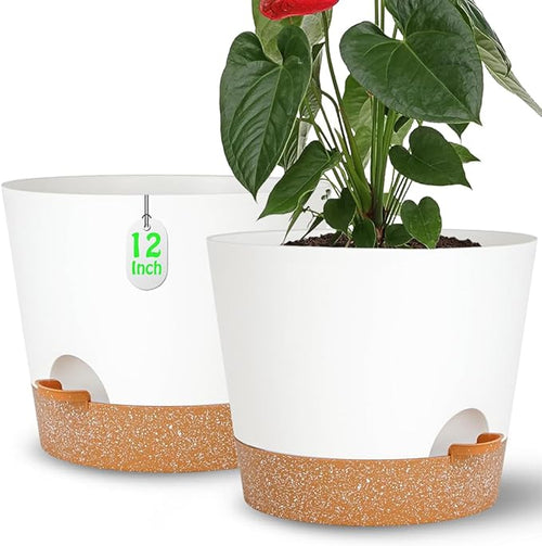 12+12Inch 2Pack Large Flower Pots by SESUN-E