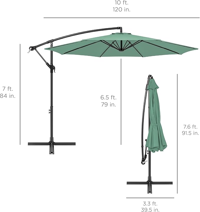 Best Choice Products 10ft Offset Cantilever Hanging Market Patio Umbrella - Image 7