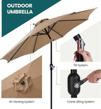 OLIXIS 9ft Patio Umbrella with Tilt and Crank Button & 8 Sturdy Ribs Waterproof - Image 6