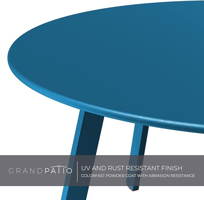 Grand patio 28-inch Round Steel Coffee Table, Outdoor Patio Side Table - Image 5