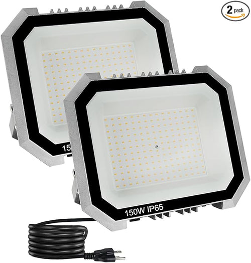 2 Pack LED Flood Lights Outdoor, 150W 15000LM Super Bright Floodlight Outside by LEDDICTIVE