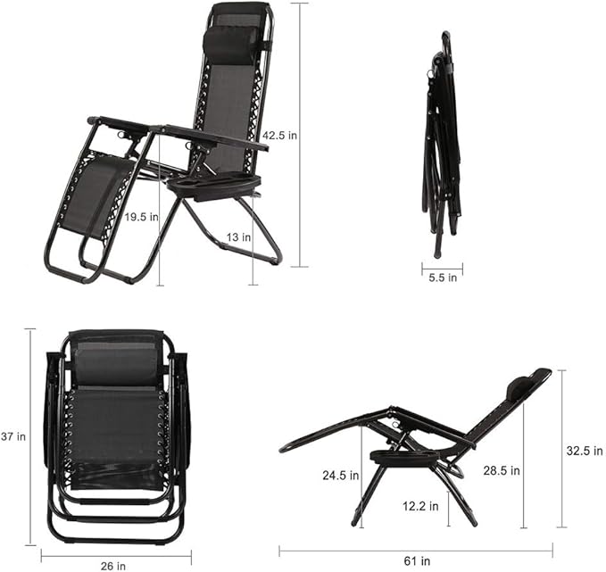 FDW Zero Gravity Lawn Lounge Chairs Set of 2 - Image 3