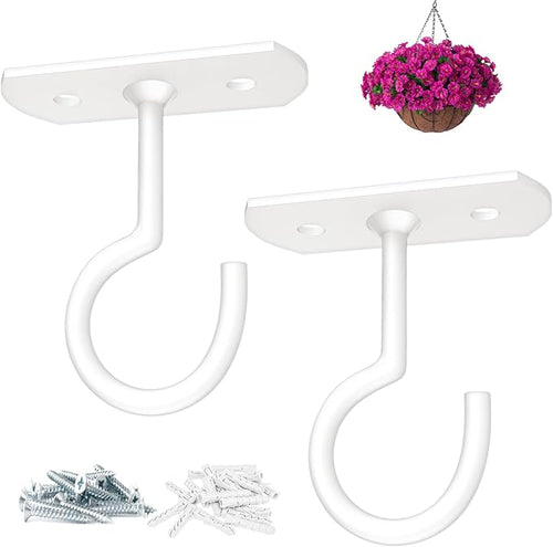 2.5in Ceiling Hooks for Hanging Plants 2Pack White by QualityEfficiency