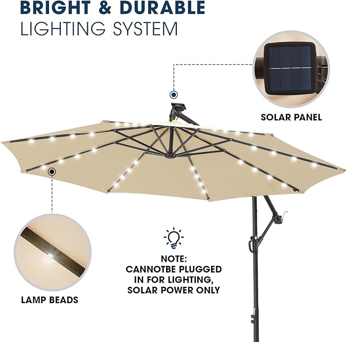 wikiwiki 10ft Solar LED Patio Umbrella - Image 3