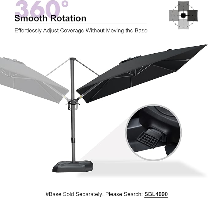 PURPLE LEAF 9 Feet Square Cantilever Umbrella Patio Umbrella - Image 8