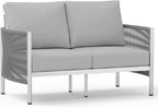 Aluminum Outdoor Patio Couch Loveseat, HDPE Rope Patio Sofa by Oasbira