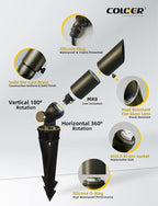 COLOER Mini Size Die-cast Brass Landscape SpotLights Outdoor, 12Volt AC/DC Low - Image 3