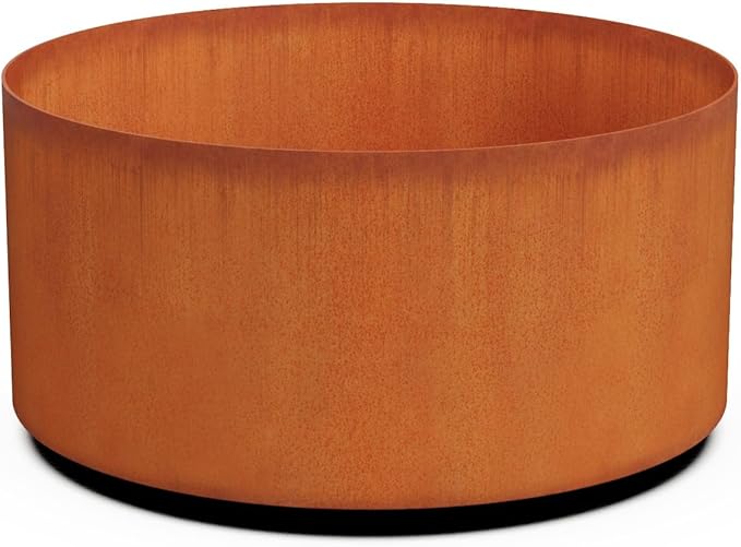 PLANTERCRAFT Corten Steel Metal Planter Box, Round Sizes, Modern Garden Steel by Plantercraft