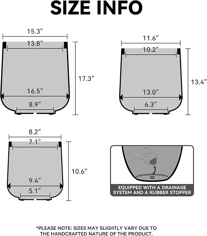 Kante 15.3" Dia Round Concrete Planter, Outdoor Indoor Large Plant Pots - Image 2