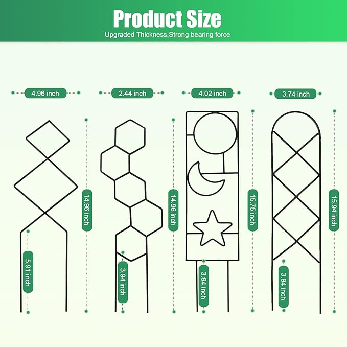 Plant Trellis for Climbing Plants Indoor, 15.94Inch Small Garden Metal - Image 3