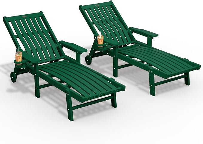 Patio Chaise Lounge Chair Set of 2, Oversized Lounge Chair Outdoor by THOEOE