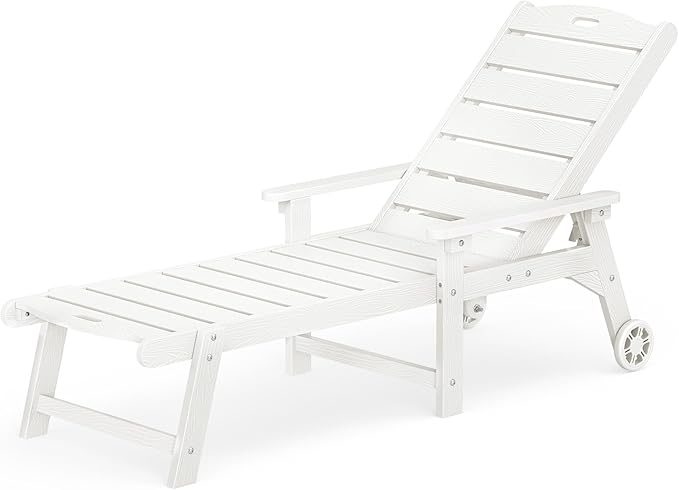 LUE BONA Outdoor Chaise Lounge, HDPS Chaise Lounger, 5 Positions Adjustable - Image 8
