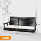 VINGLI Heavy Duty 880 LBS Patio Wooden Porch Swing Outdoor - Image 5