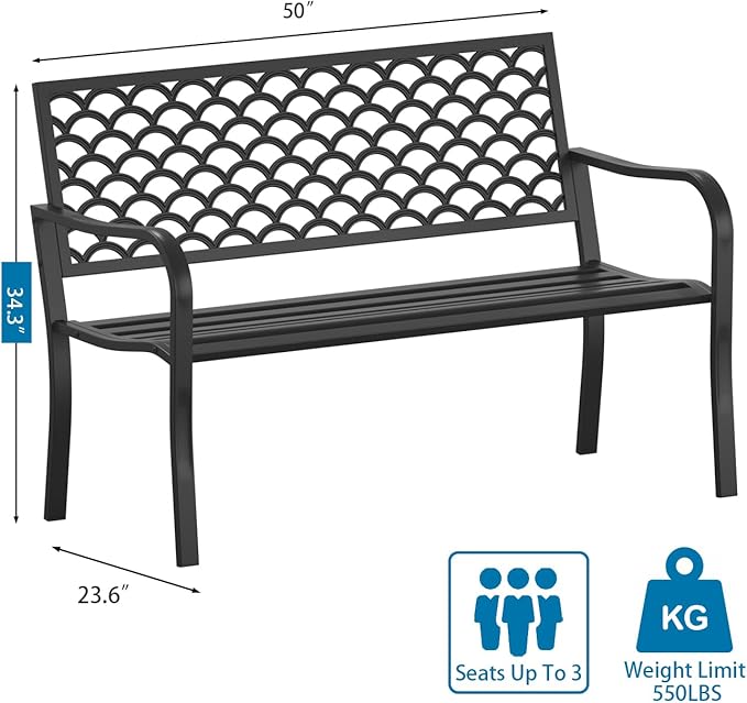 On Shine Outdoor Garden Bench Cast Iron Steel Outdoor Bench Clearance - Image 3